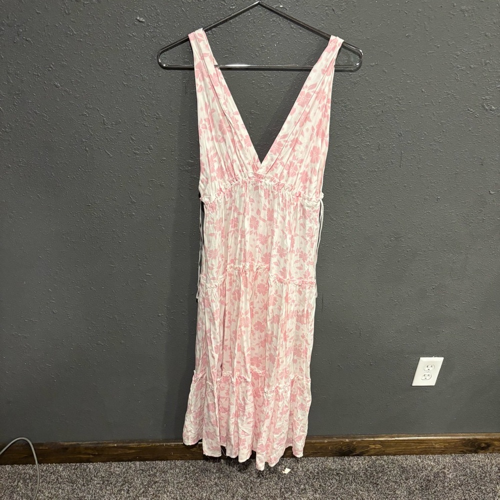 Salty Lemon Pink Floral Sleeveless Dress